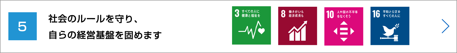 社会のルールを守り、自らの経営基盤を固めます